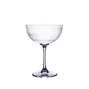 Crystal Champagne Saucers with Greek Key Design