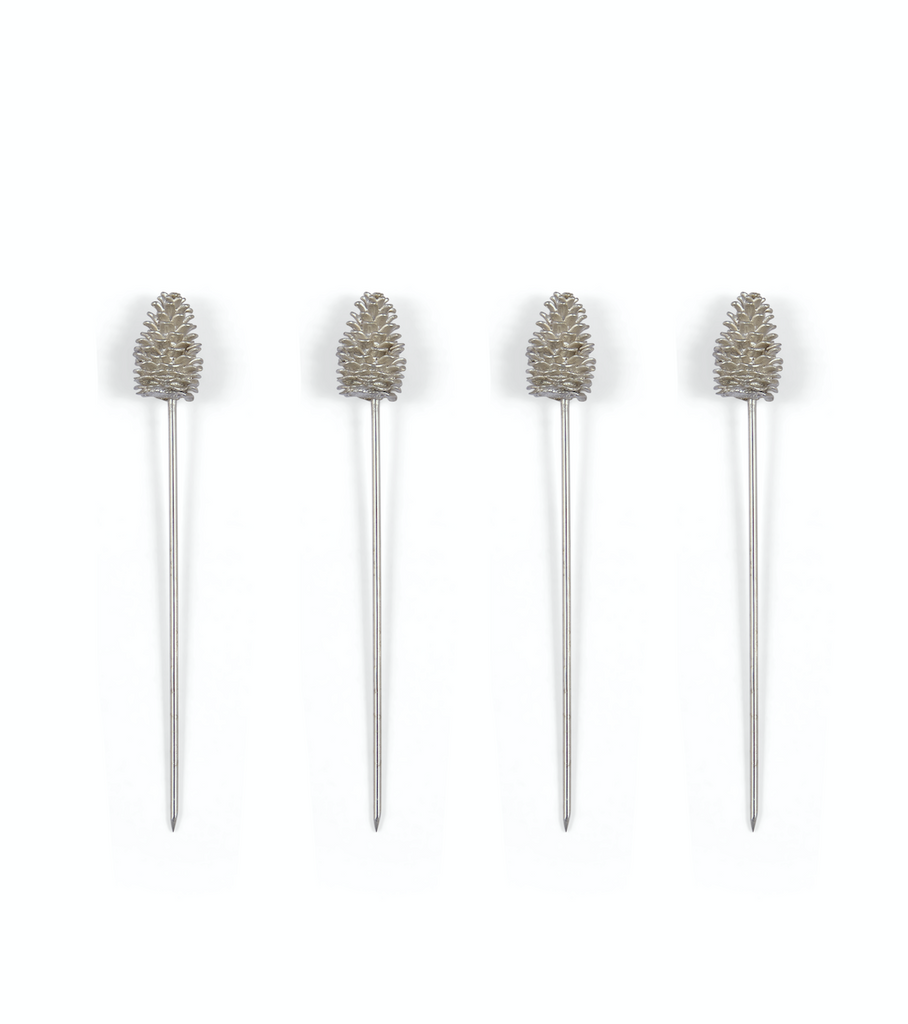 Set of 4 Pine Cone Cocktail Picks