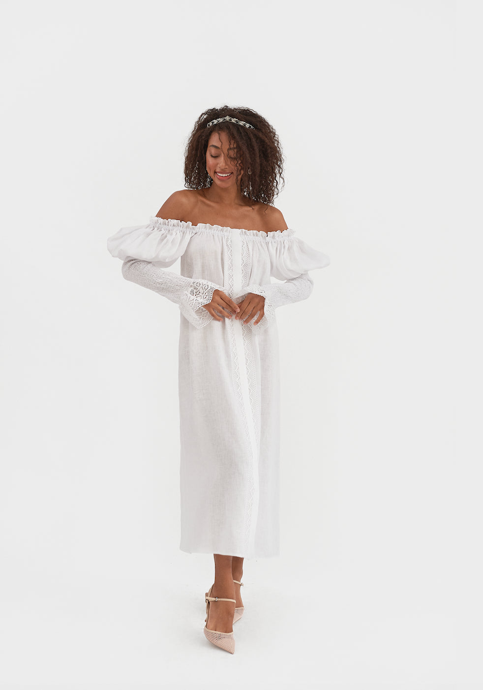 Opera Linen Dress in White