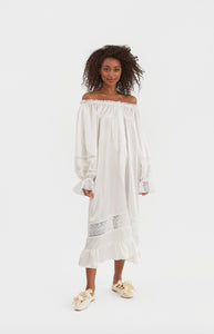 Paloma Silk Dress in Pearl White