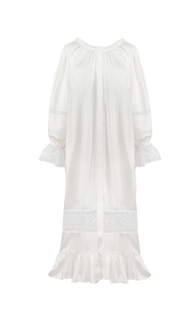 Paloma Silk Dress in Pearl White