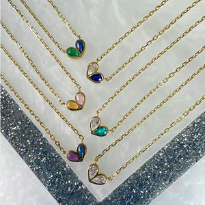 Sweetheart Necklace Diamond and Blue Sapphire