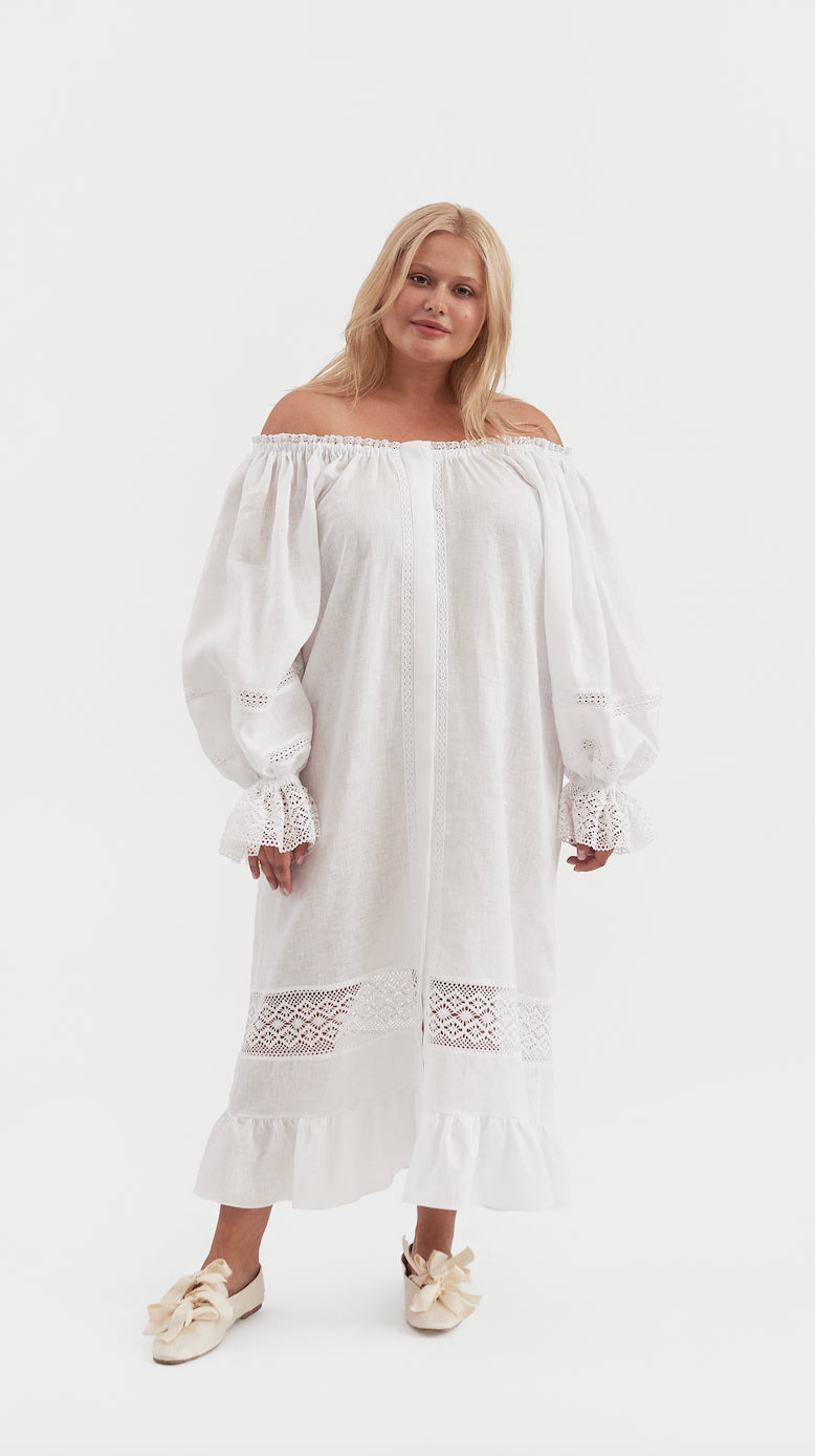 Paloma Linen Dress in White