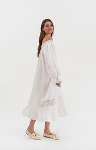 Paloma Linen Dress in White