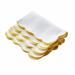 Embroidered Yellow Scallop Napkin, Set of 4