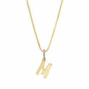 Letter Charm Diamond Necklace