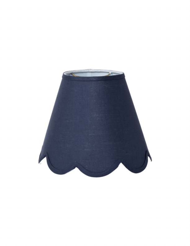 Scalloped Lampshade in Navy Linen