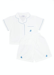 Boys Ship Shape Short Set with Sailboat