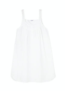 Joy White Cotton Sleeveless Nightgown with Buttons