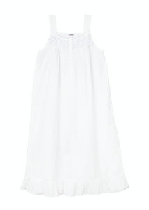 Vicki White Cotton Nightgown with Blue Smocking