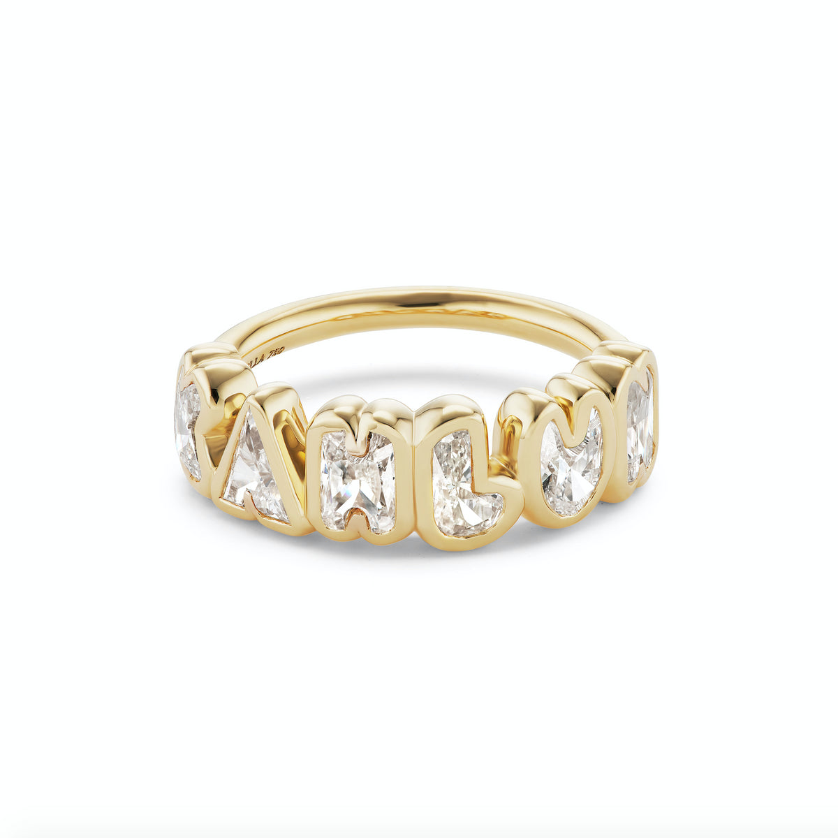 Bubble Bezel Diamond Name Ring