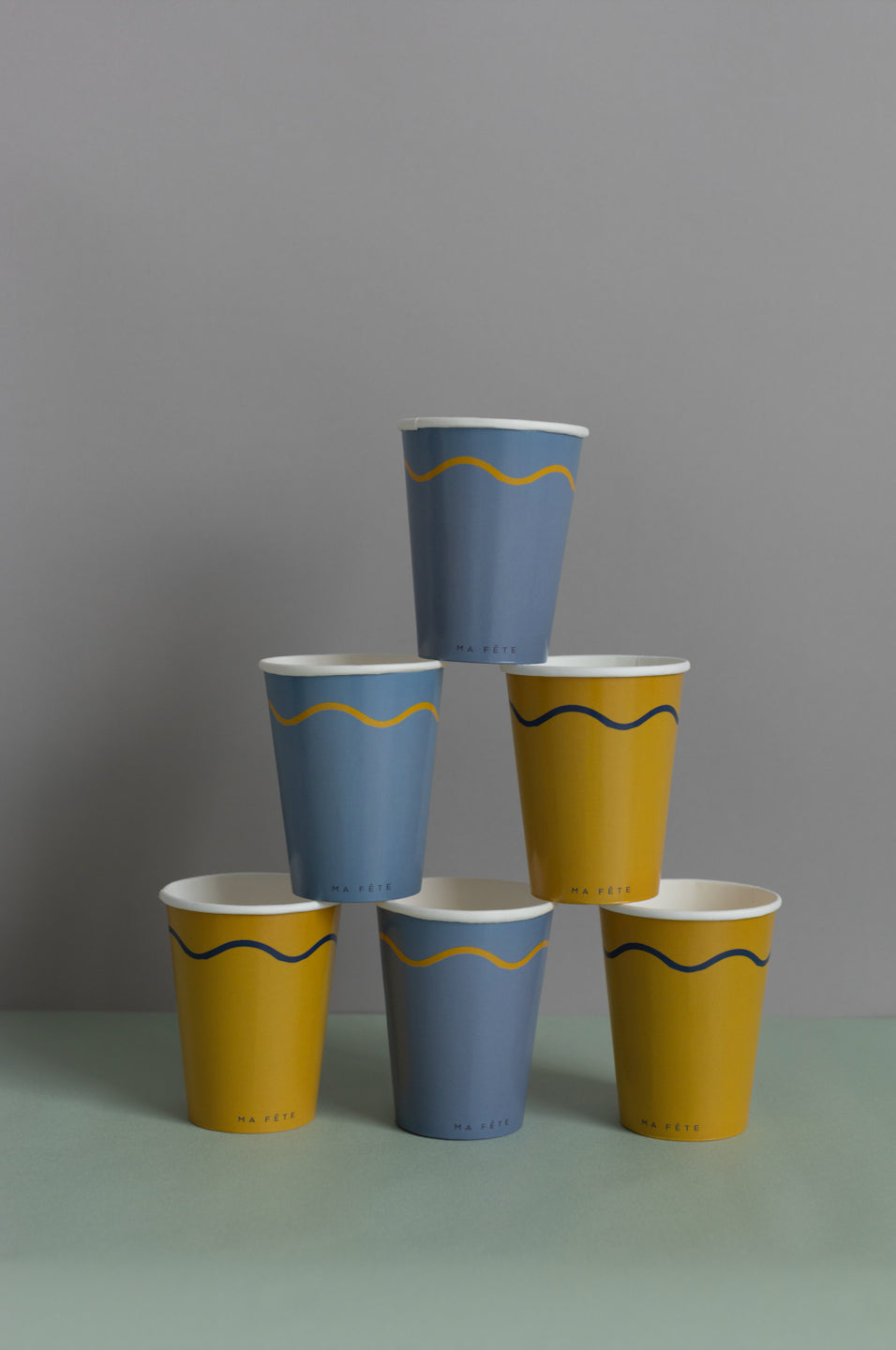 Signature Paper Cups in Blue & Yellow