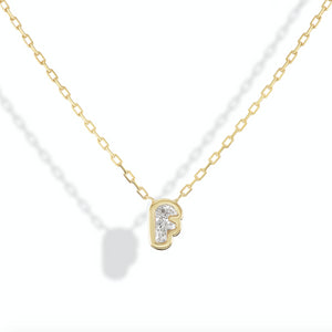 Bubble Bezel Necklace with White Diamond Letter