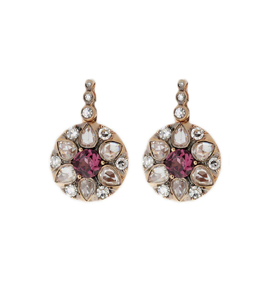 Rhodolite And Diamond Earrings