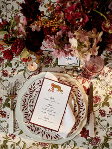 Spring Leaves Dinner Plate in Burgundy and Gold