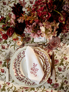 Spring Leaves Salad and Dessert Plate in Burgundy and Gold