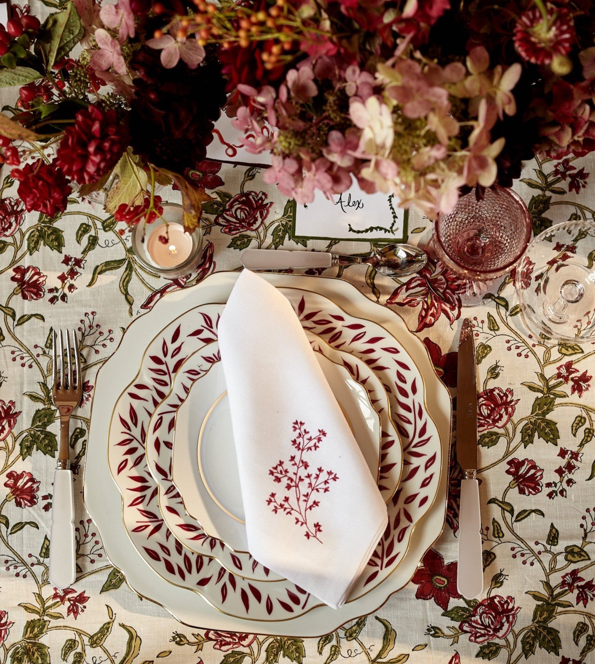 Allegra Red Tablecloth