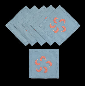 Shrimp Cocktail Napkins in Slate Blue, Set of 6