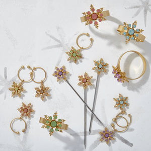 Classic Snowflake Skinny Napkin Rings in Pastel, Set of Four