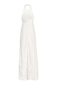 Sophia White Lace Halter Gown