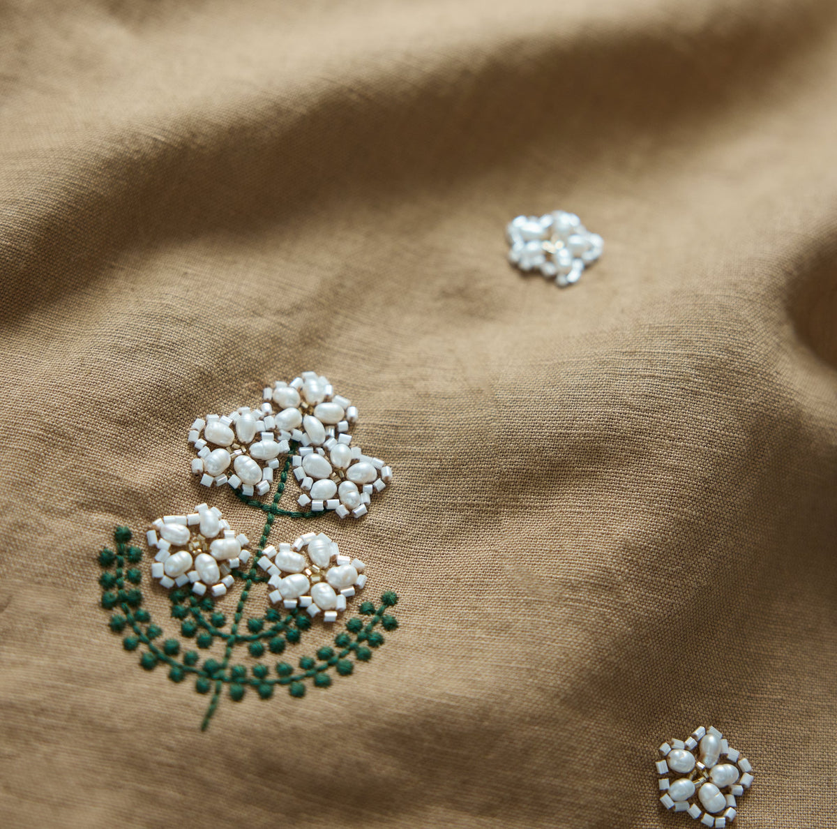 Meadow Embroidered Beaded Blazer in Light Fawn and Ivory Floral