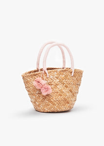 Mini St. Tropez Pom Pom Straw Tote