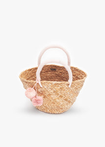 Mini St. Tropez Pom Pom Straw Tote