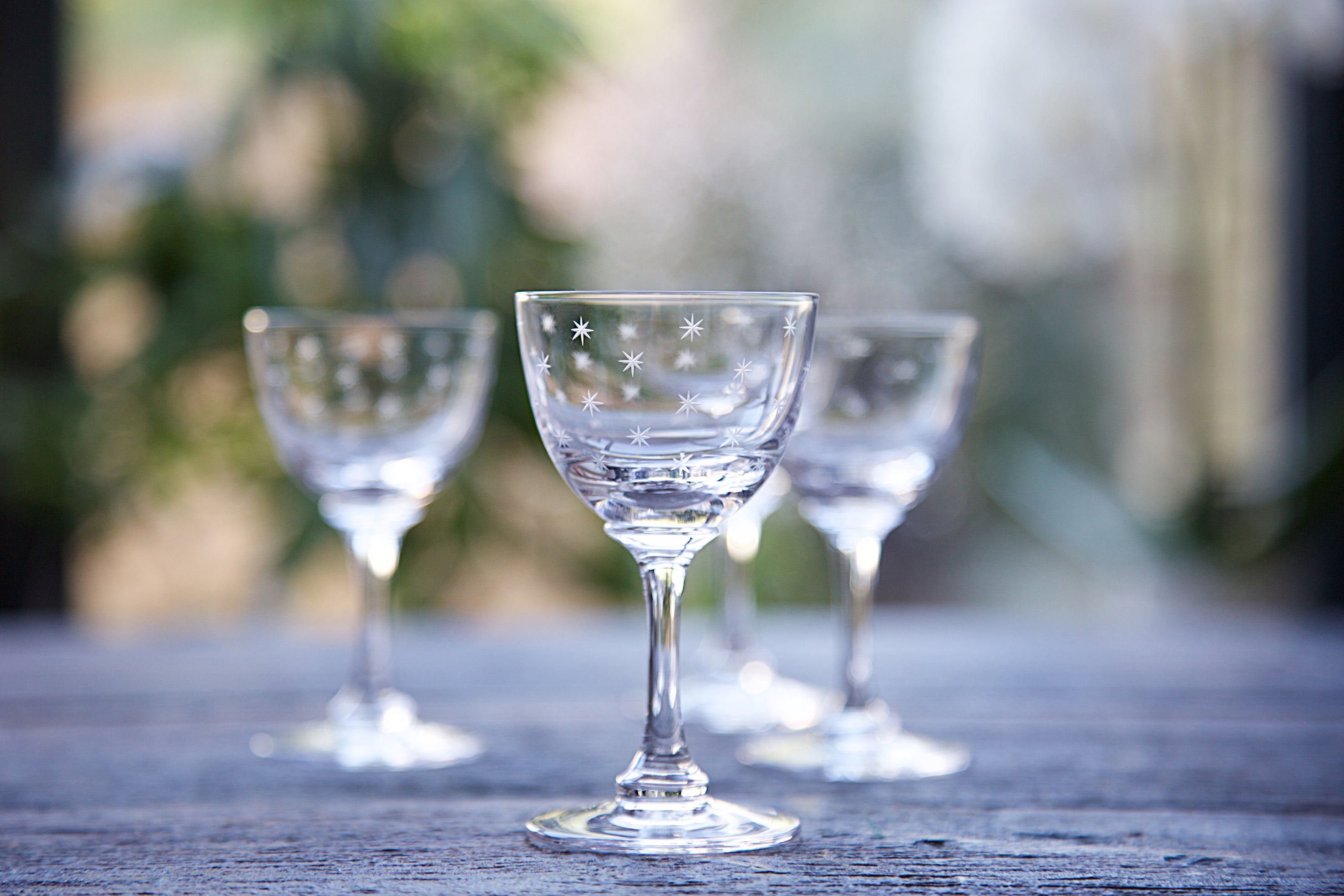 Crystal Liqueur Glasses with Stars Design, Set of Six