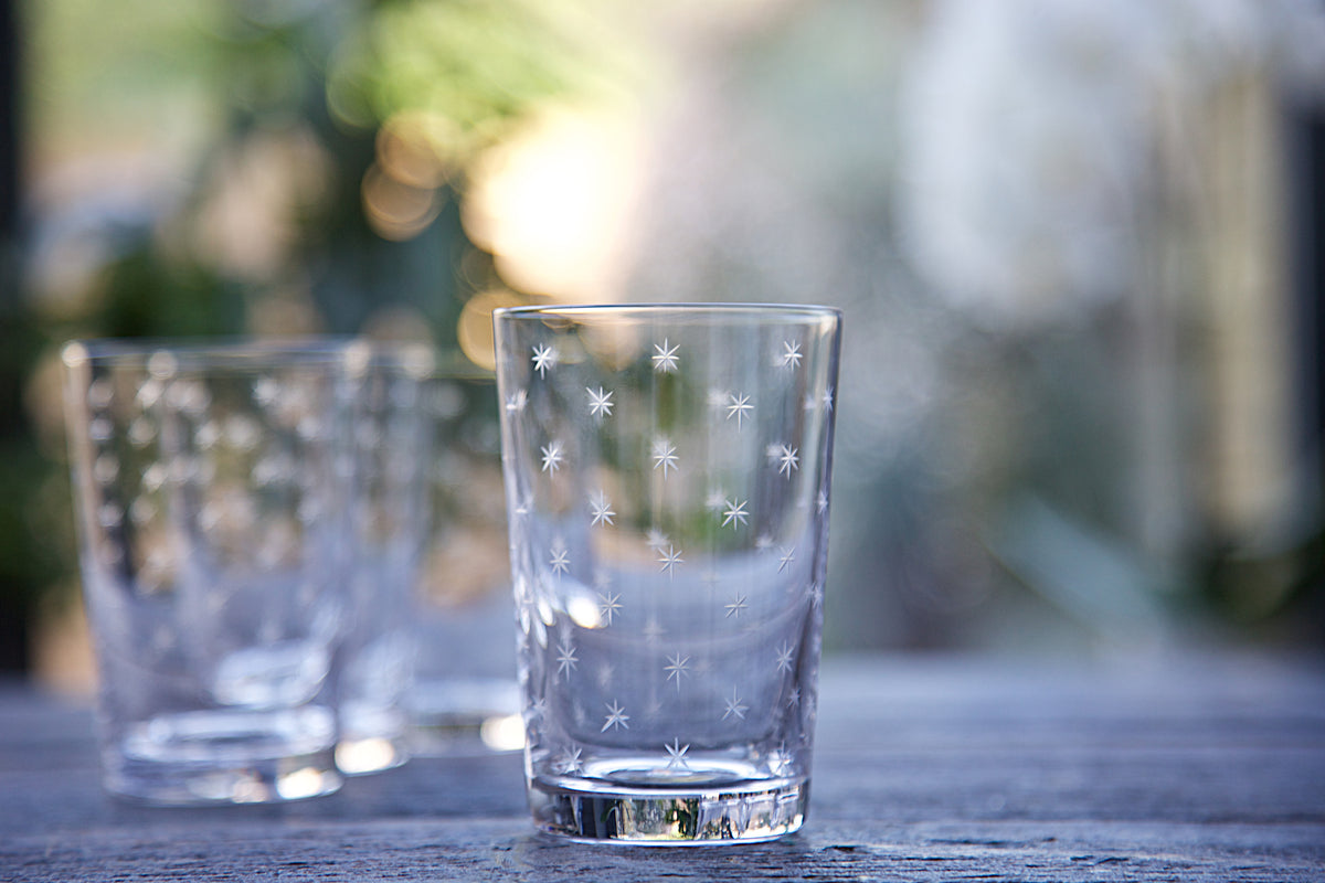 Crystal Tumblers with Stars Design, Set of Six