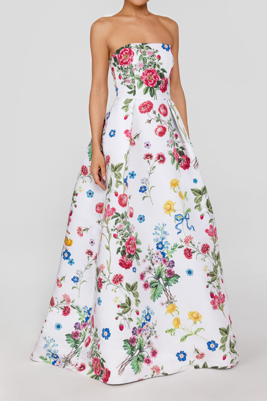 Stephanie Sky Floral Silk Faille Ball Gown