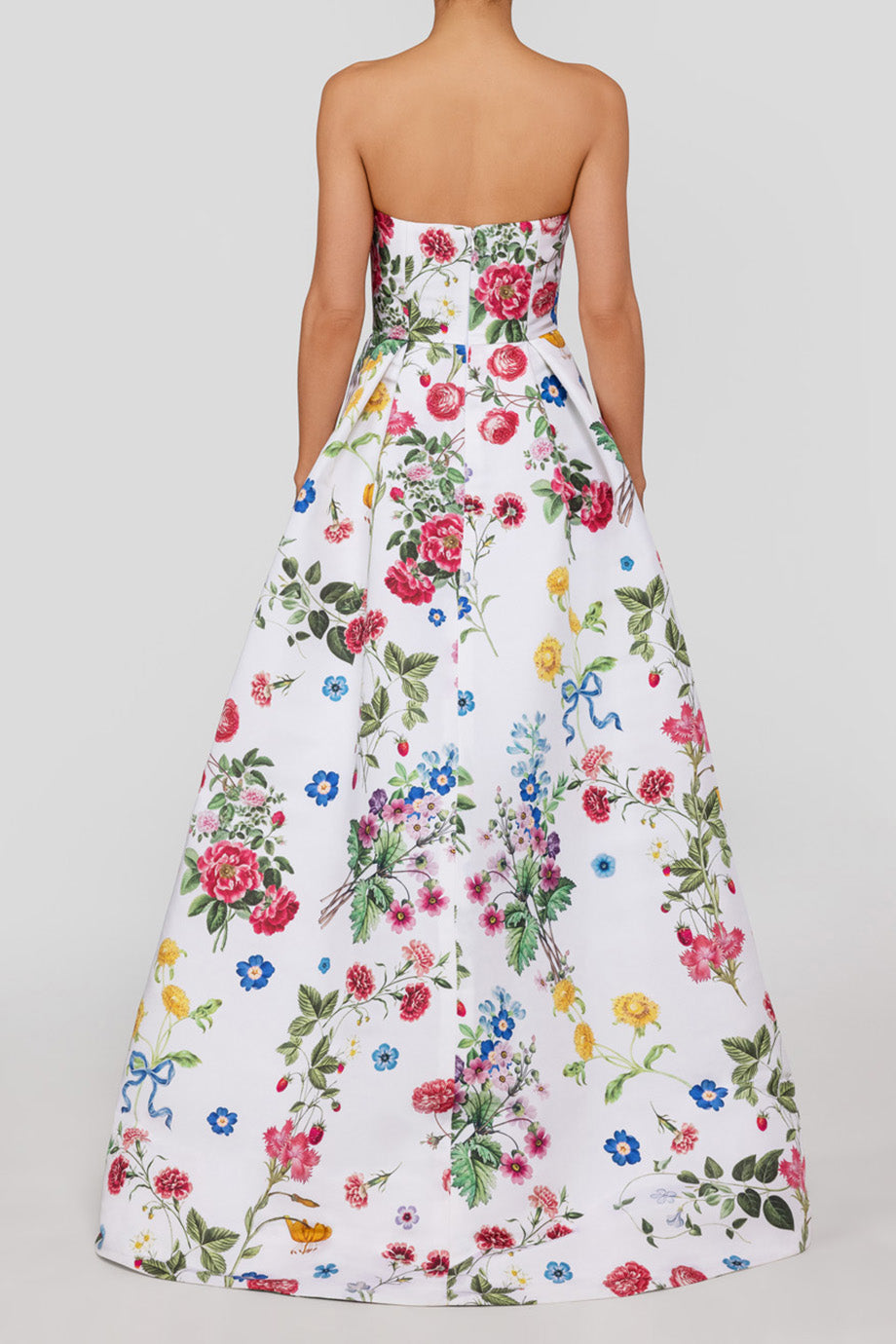 Stephanie Sky Floral Silk Faille Ball Gown