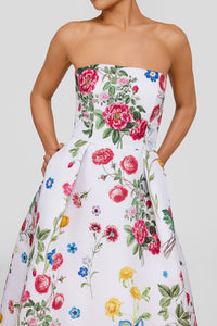 Stephanie Sky Floral Silk Faille Ball Gown