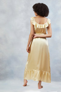 Valentia Satin Dress in Yellow