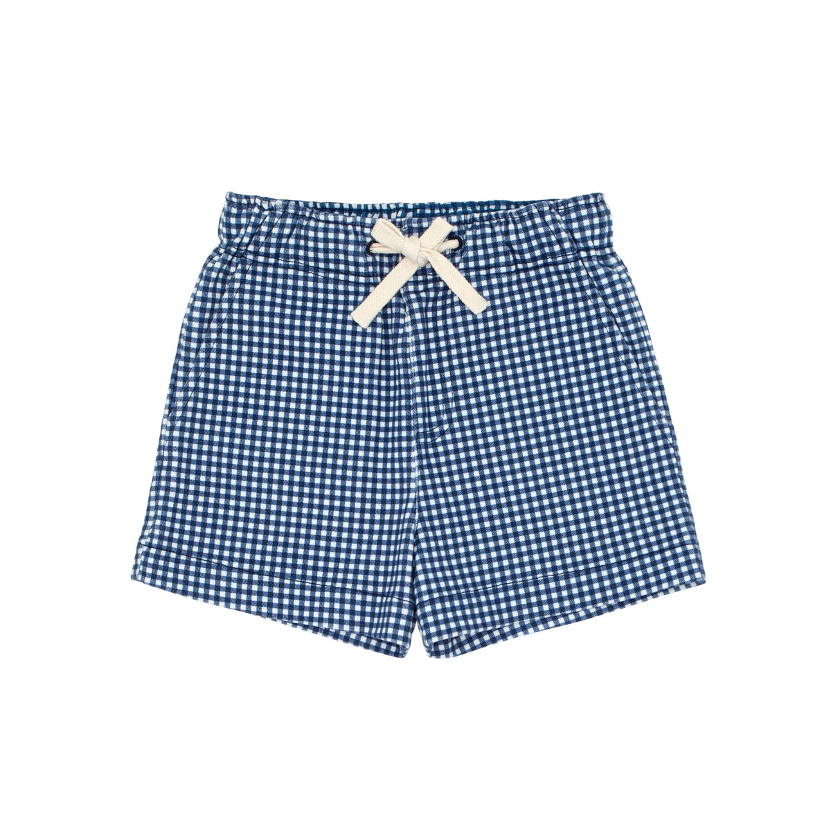 Boys Navy Gingham Camp Short