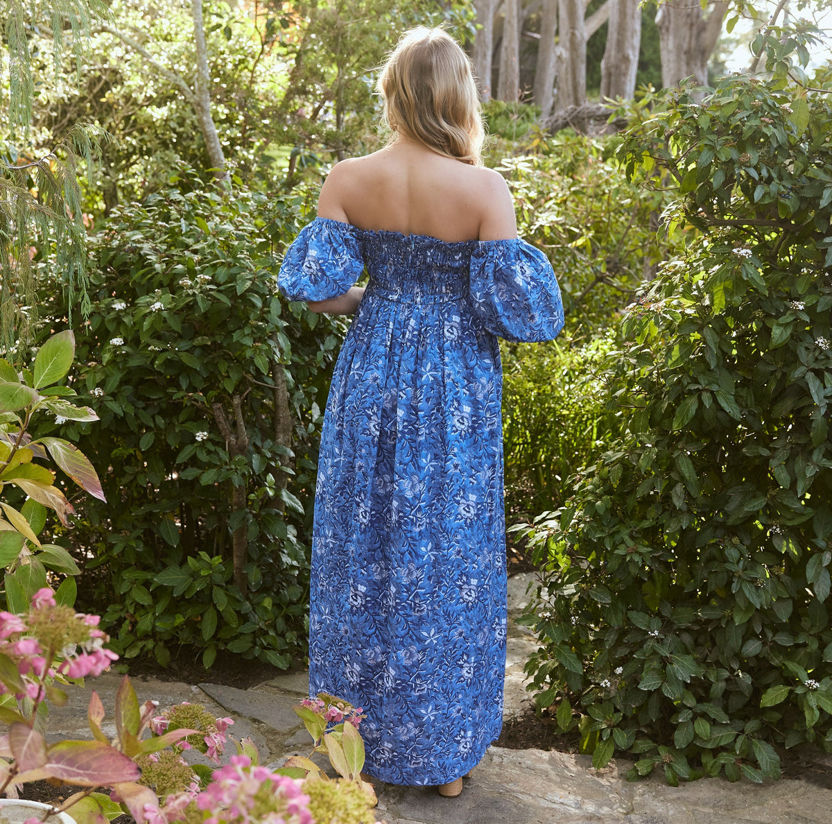 Aurora Puff Sleeve Maxi Dress in Ultramarine Floral