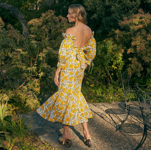 Casey Puff Sleeve Top in Cream and Canary Floral