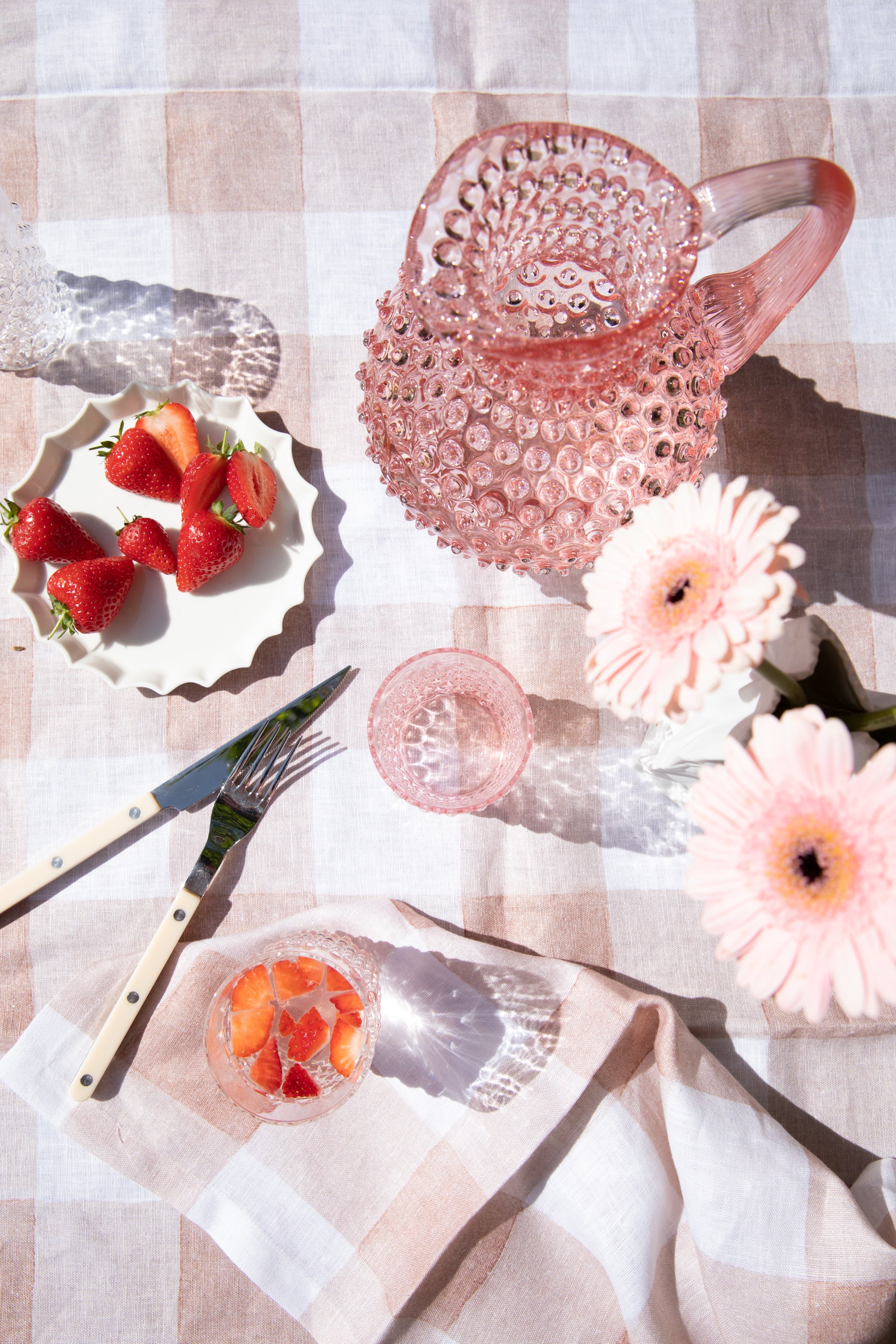 Pink Gingham Napkins, Set of 4