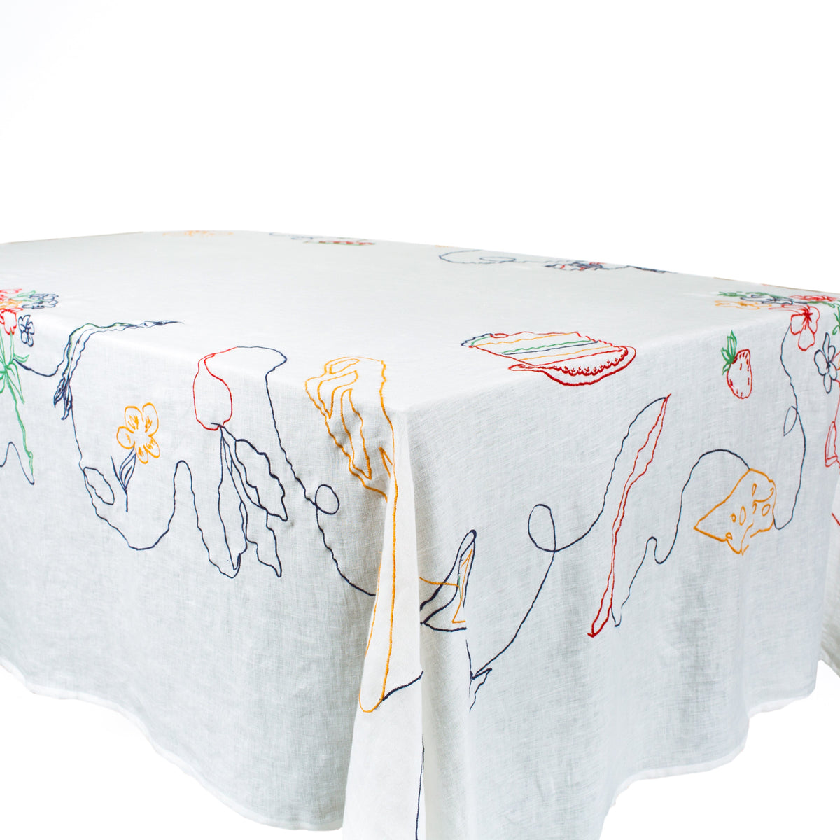 Fete Linen Embroidered Tablecloth