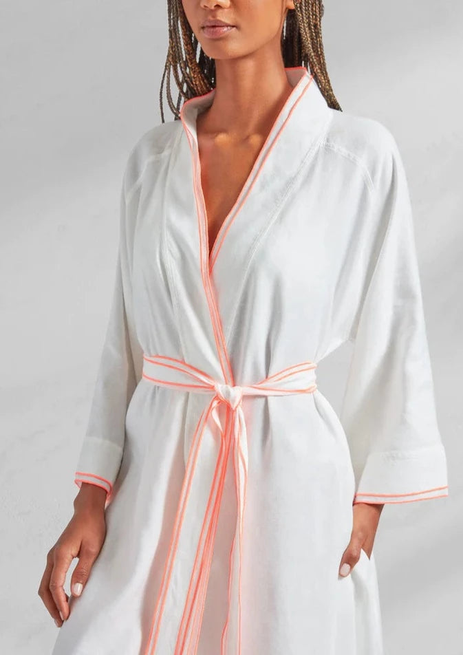 Linen Bamboo with Neon Stitch Bathrobe