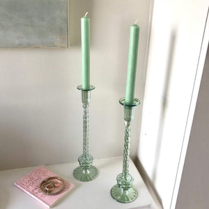 Issy Granger Green Glass Candlesticks