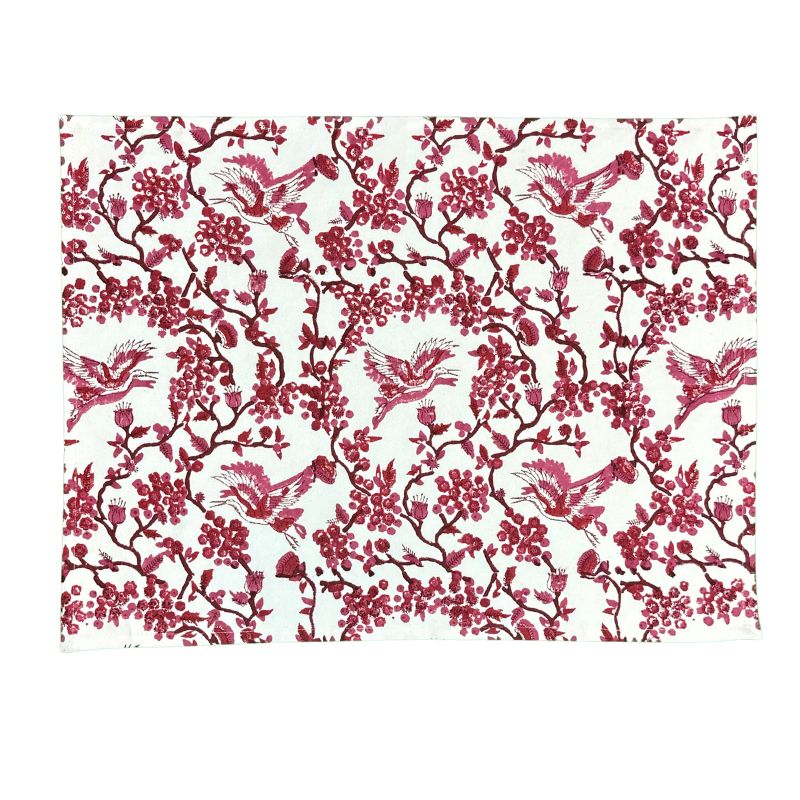 Toile De Jouy Birds Wine placemat hand block printed