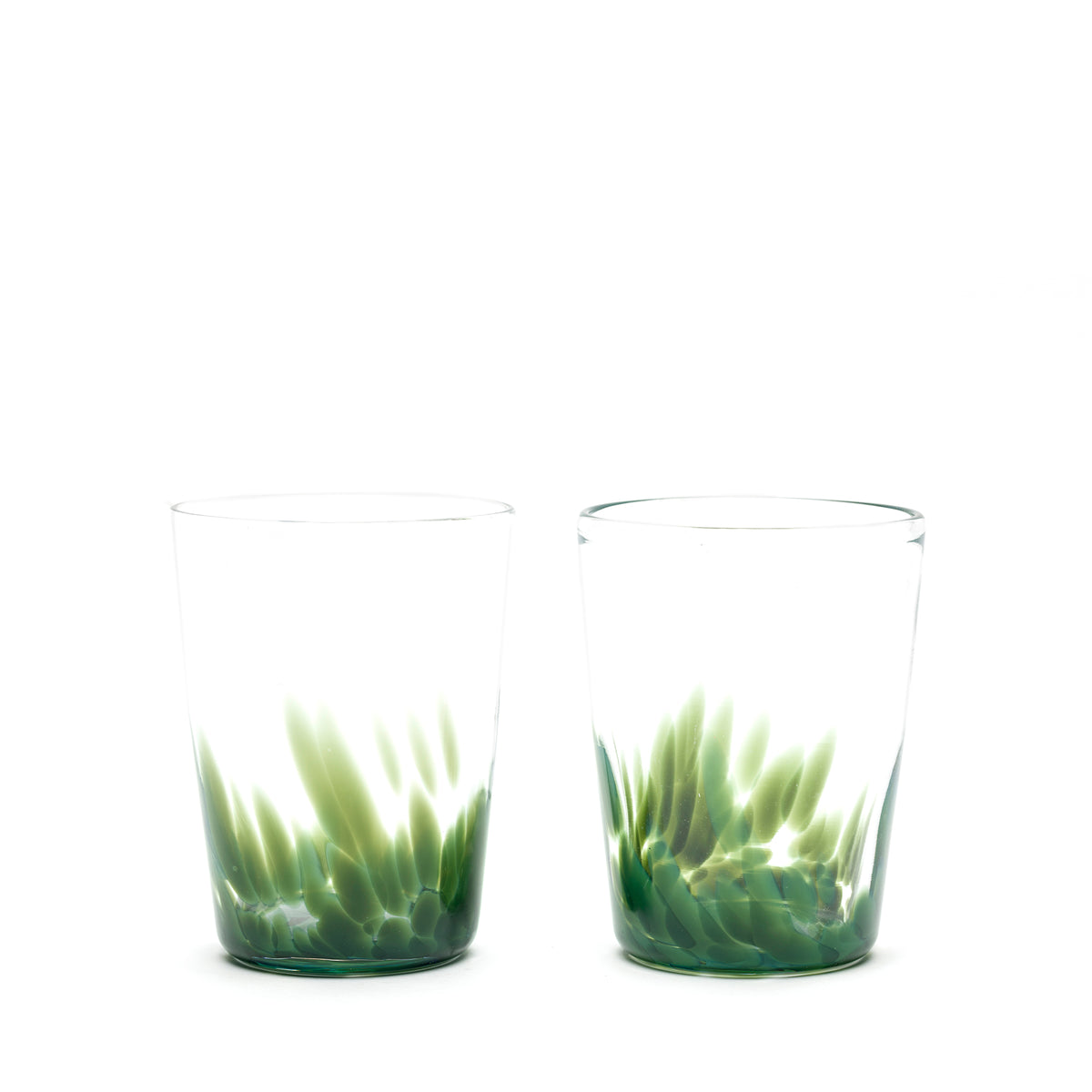 Forest Green Transparent Spotted Tumblers, Set of Two