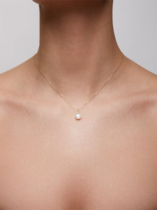 14K Gold Pearl and Diamond Dot Necklace