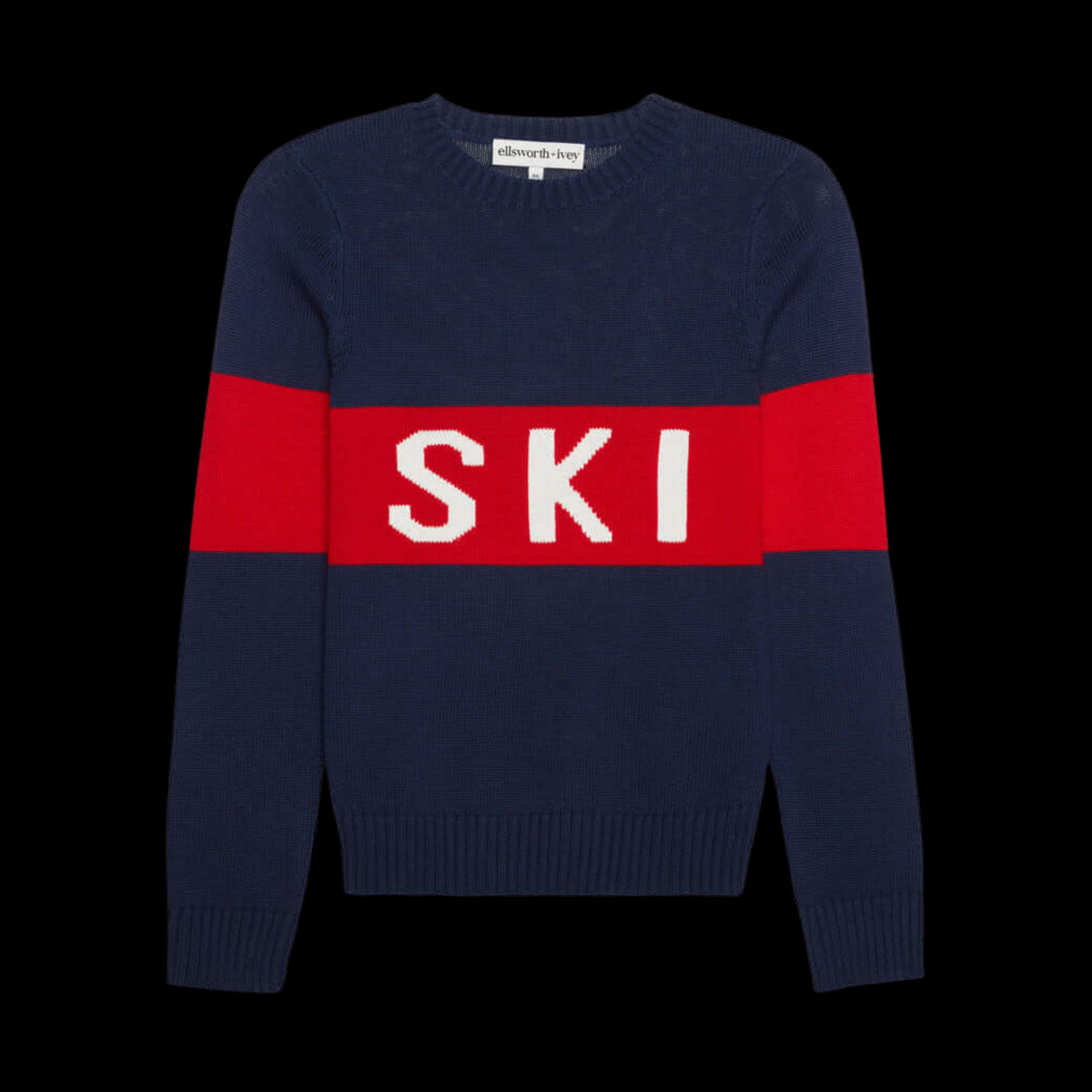 Block Ski Crewneck Sweater in Navy