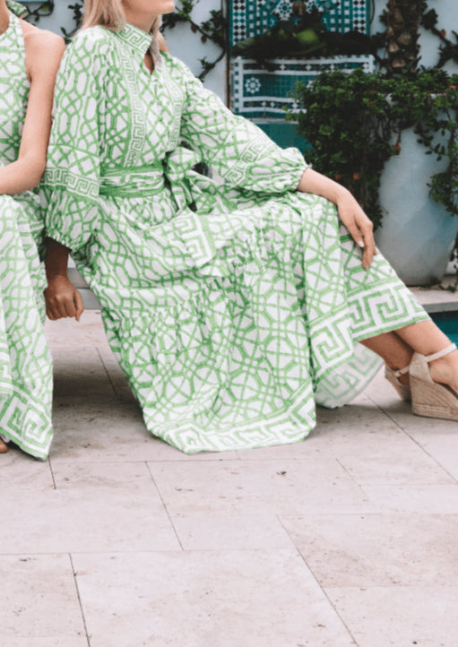 Flounce Dress in Key Lime Bamboo