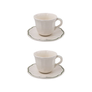 Romilly Teacup & Saucer, Green, Set of 2 - Skye McAlpine Tavola