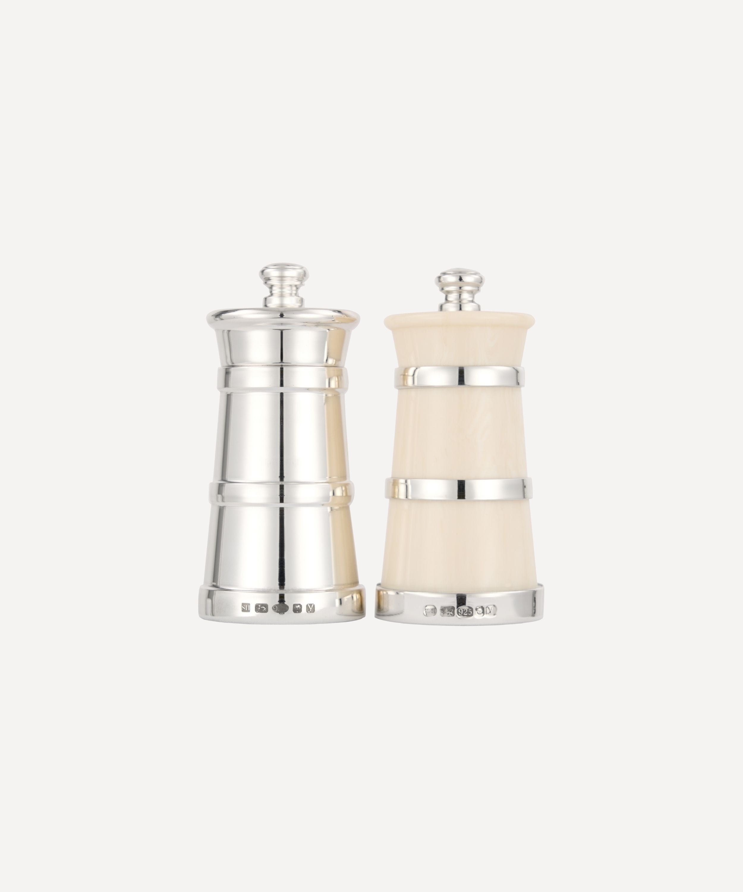 Silver Ivorine Salt & Silver Pepper Mill Set