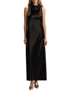 Bias Slipdress with Cowl Neckline in Black