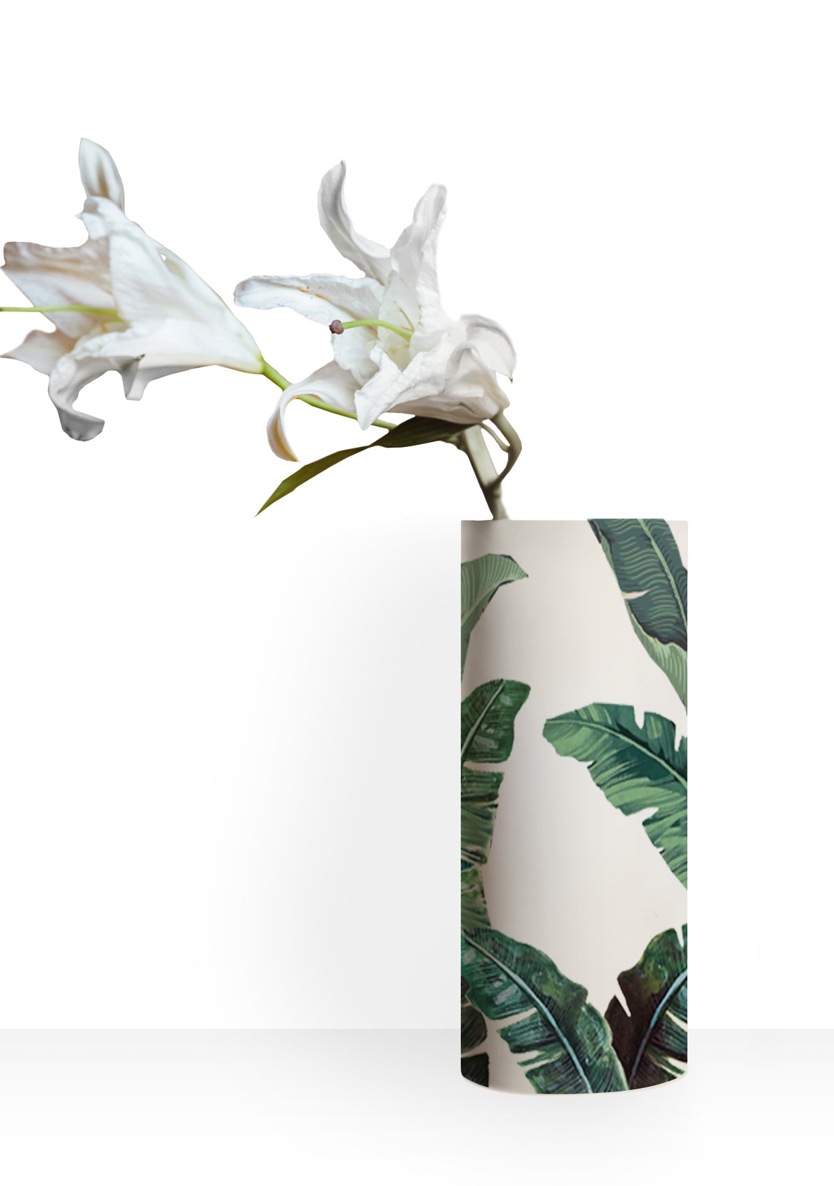 Green Leaves Beige Vase