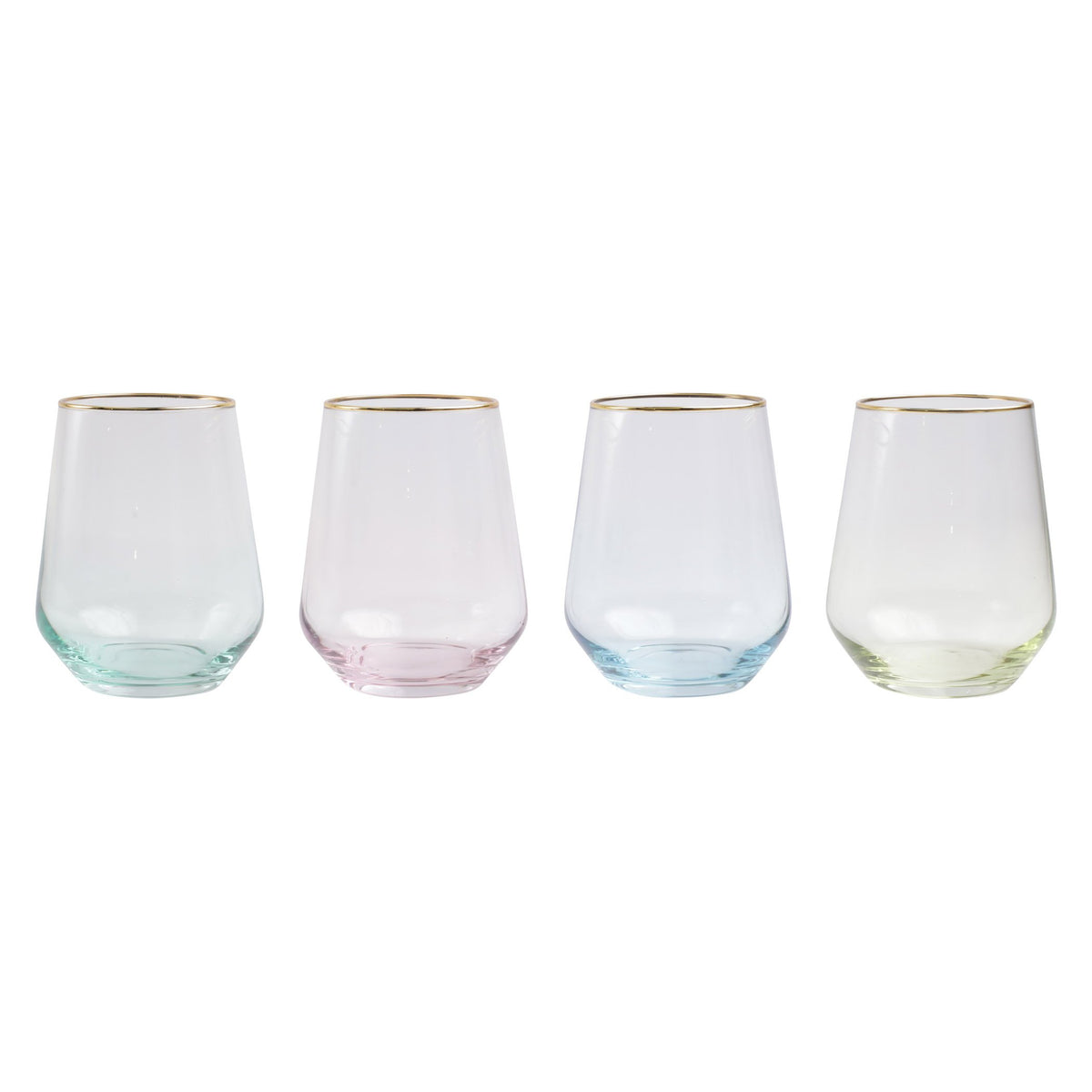 Rainbow Stemless Wine Glasses, Set of 4